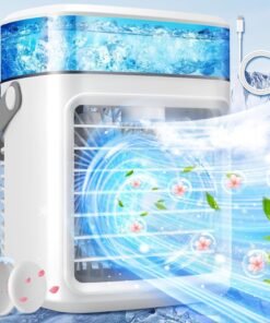 Mini Air Cooler Mist Fan Portable Humidifier Cooler For Home With 3 Speed Mode With Water Spray, 7 Color Led And Timer, Usb Personal Cooler Desk Fan Cooler Personal
